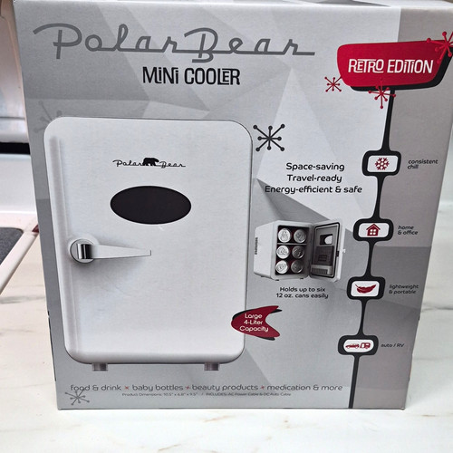 Polar bear mini cooler - polar, retro